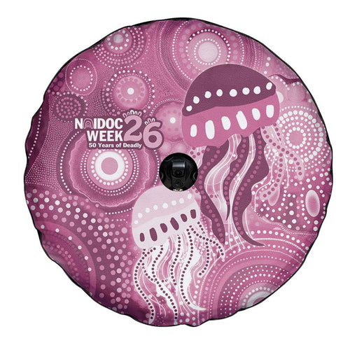 NAIDOC Deadly 50 Years Spare Tire Cover Jellyfish Aboriginal Culture Inspired Pink