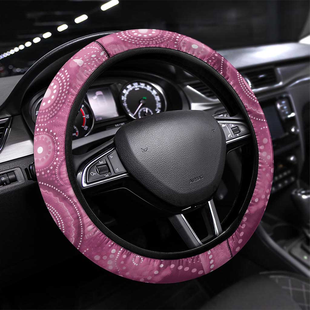 NAIDOC Deadly 50 Years Steering Wheel Cover Jellyfish Aboriginal Culture Inspired Pink