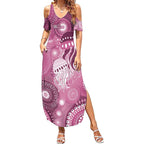 NAIDOC Deadly 50 Years Summer Maxi Dress Jellyfish Aboriginal Culture Inspired Pink