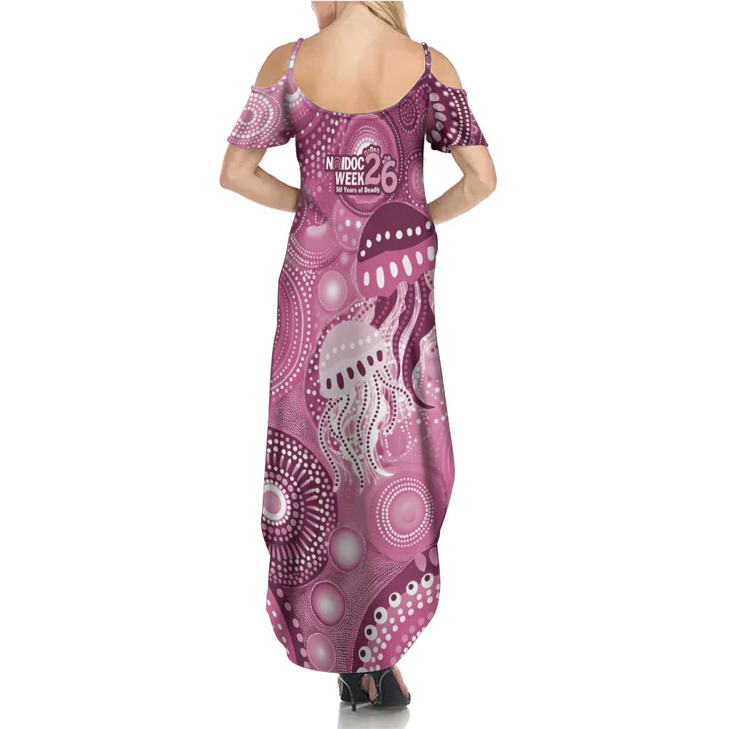 NAIDOC Deadly 50 Years Summer Maxi Dress Jellyfish Aboriginal Culture Inspired Pink