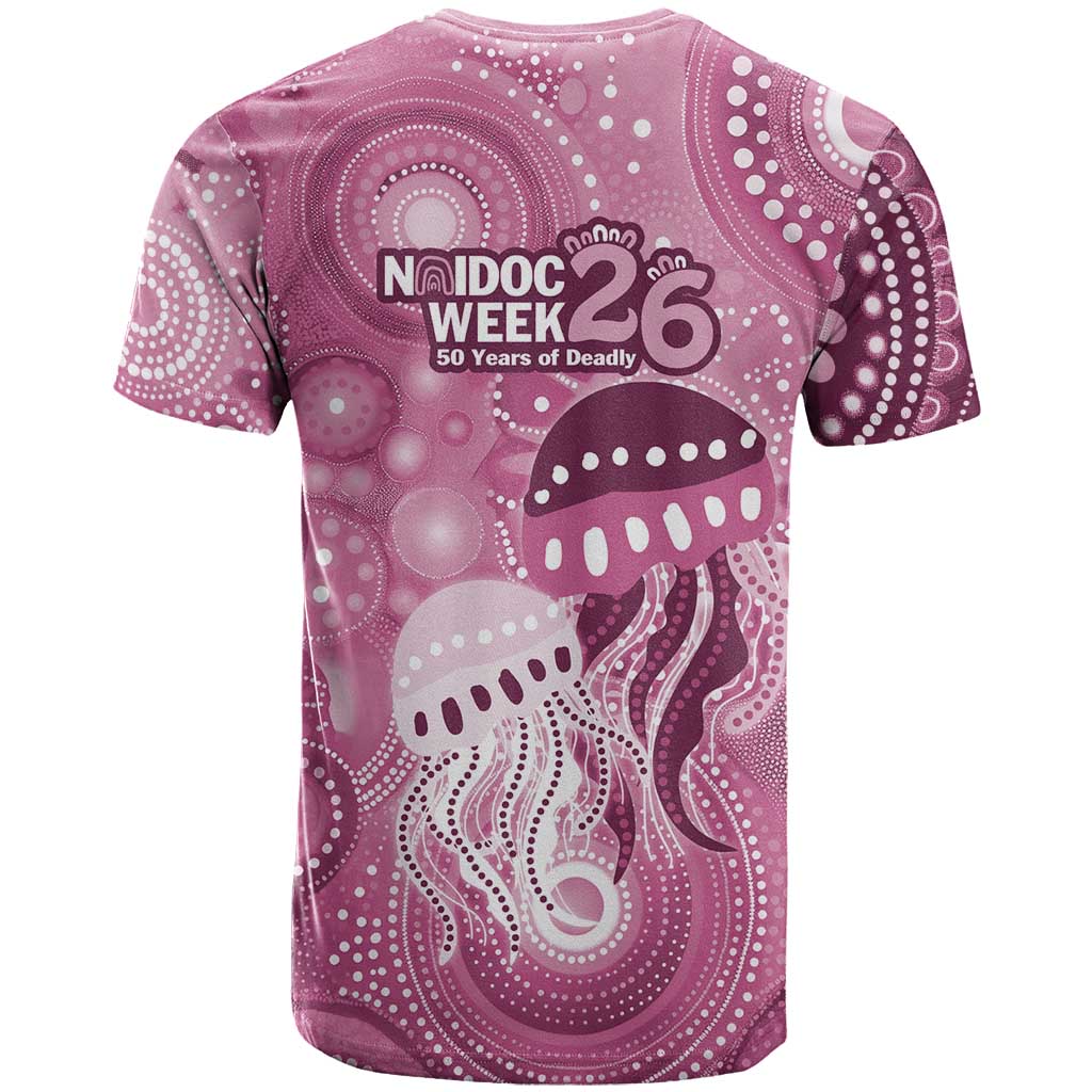 NAIDOC Deadly 50 Years T Shirt Jellyfish Aboriginal Culture Inspired Pink