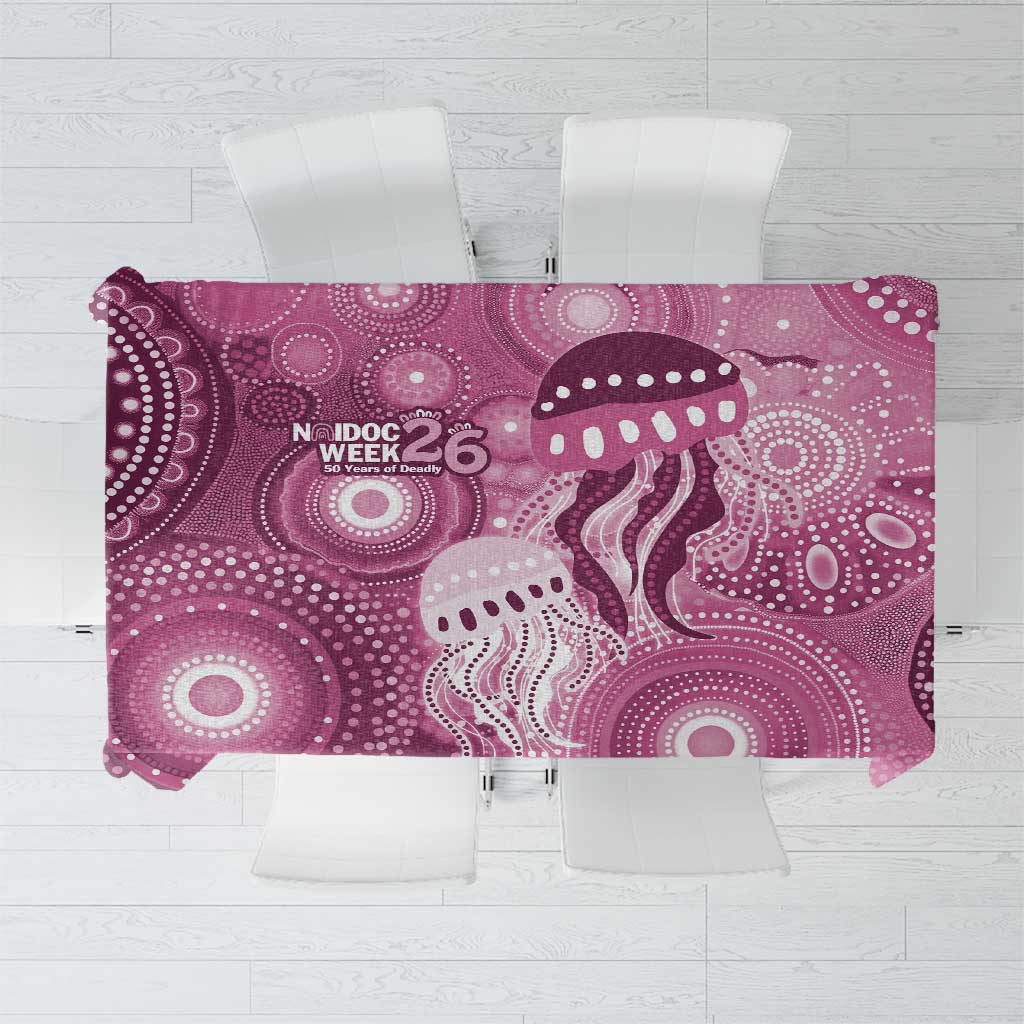NAIDOC Deadly 50 Years Tablecloth Jellyfish Aboriginal Culture Inspired Pink