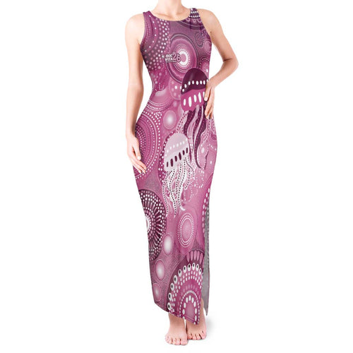 NAIDOC Deadly 50 Years Tank Maxi Dress Jellyfish Aboriginal Culture Inspired Pink