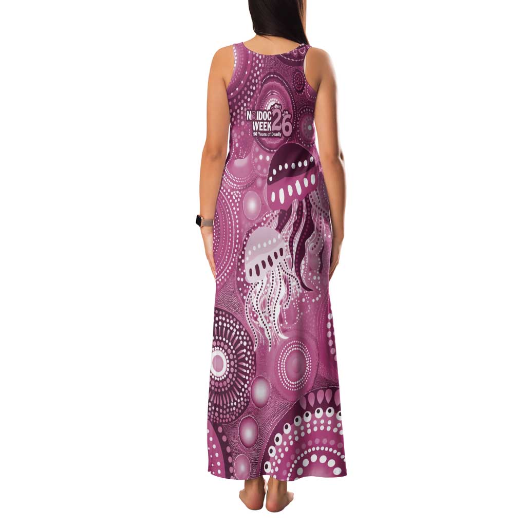 NAIDOC Deadly 50 Years Tank Maxi Dress Jellyfish Aboriginal Culture Inspired Pink