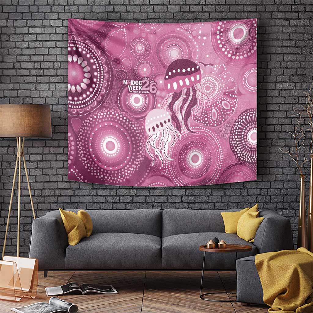 NAIDOC Deadly 50 Years Tapestry Jellyfish Aboriginal Culture Inspired Pink