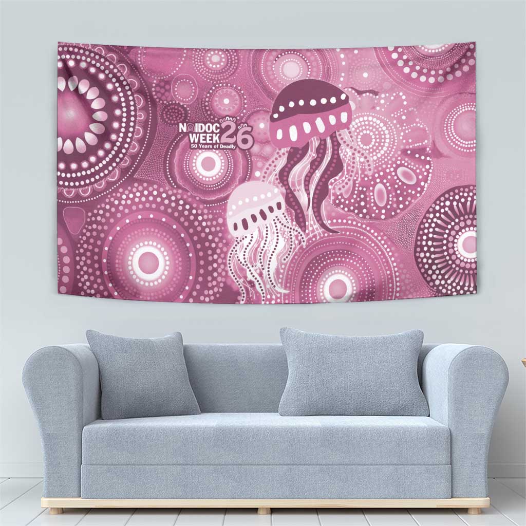 NAIDOC Deadly 50 Years Tapestry Jellyfish Aboriginal Culture Inspired Pink