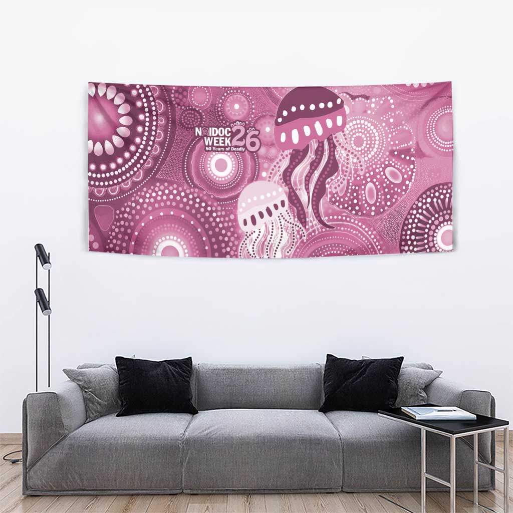 NAIDOC Deadly 50 Years Tapestry Jellyfish Aboriginal Culture Inspired Pink