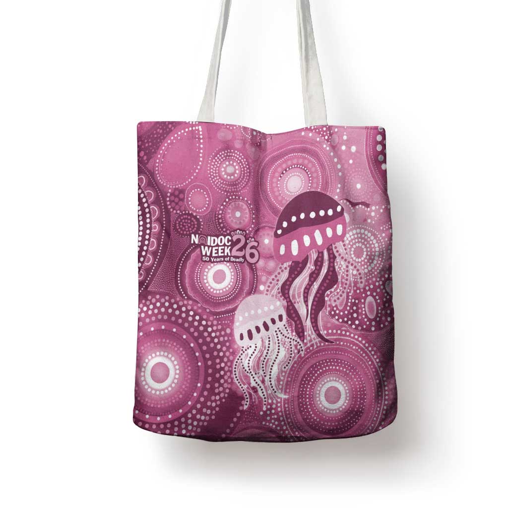 NAIDOC Deadly 50 Years Tote Bag Jellyfish Aboriginal Culture Inspired Pink