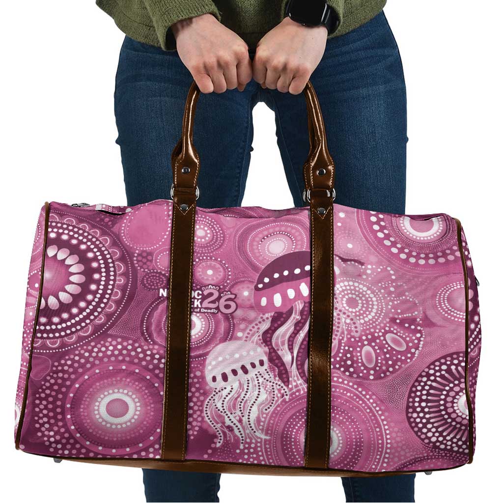 NAIDOC Deadly 50 Years Travel Bag Jellyfish Aboriginal Culture Inspired Pink