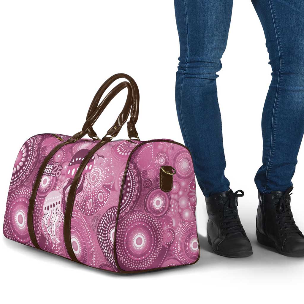 NAIDOC Deadly 50 Years Travel Bag Jellyfish Aboriginal Culture Inspired Pink