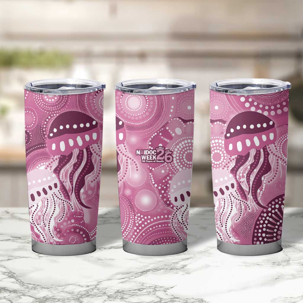 NAIDOC Deadly 50 Years Tumbler Cup Jellyfish Aboriginal Culture Inspired Pink