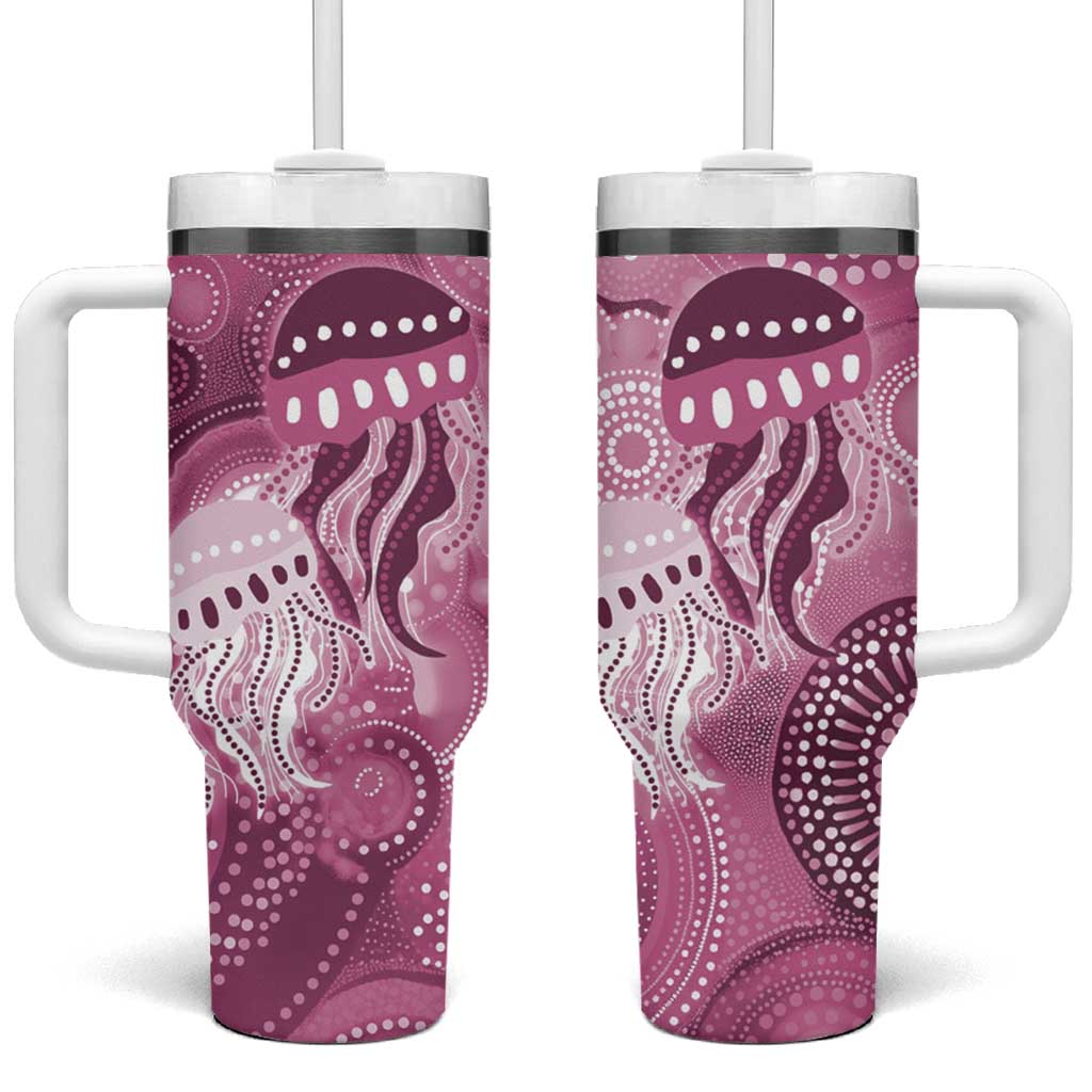 NAIDOC Deadly 50 Years Tumbler With Handle Jellyfish Aboriginal Culture Inspired Pink