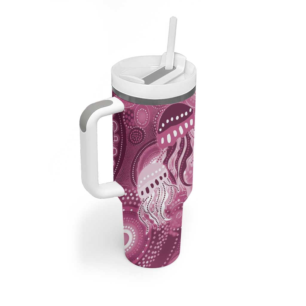 NAIDOC Deadly 50 Years Tumbler With Handle Jellyfish Aboriginal Culture Inspired Pink