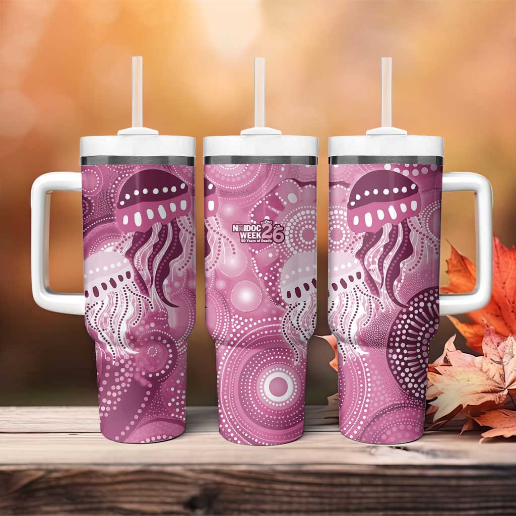 NAIDOC Deadly 50 Years Tumbler With Handle Jellyfish Aboriginal Culture Inspired Pink