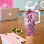 NAIDOC Deadly 50 Years Tumbler With Handle Jellyfish Aboriginal Culture Inspired Pink