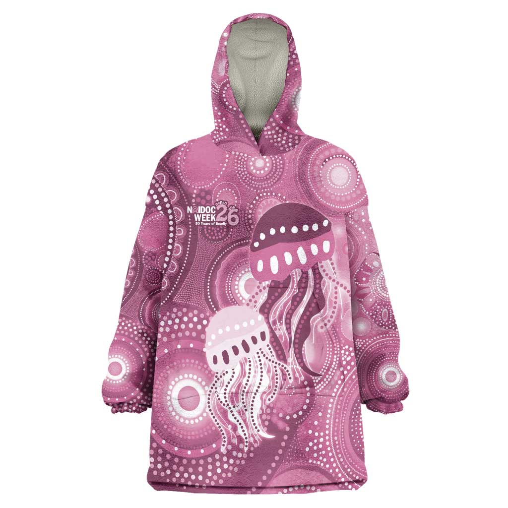 NAIDOC Deadly 50 Years Wearable Blanket Hoodie Jellyfish Aboriginal Culture Inspired Pink