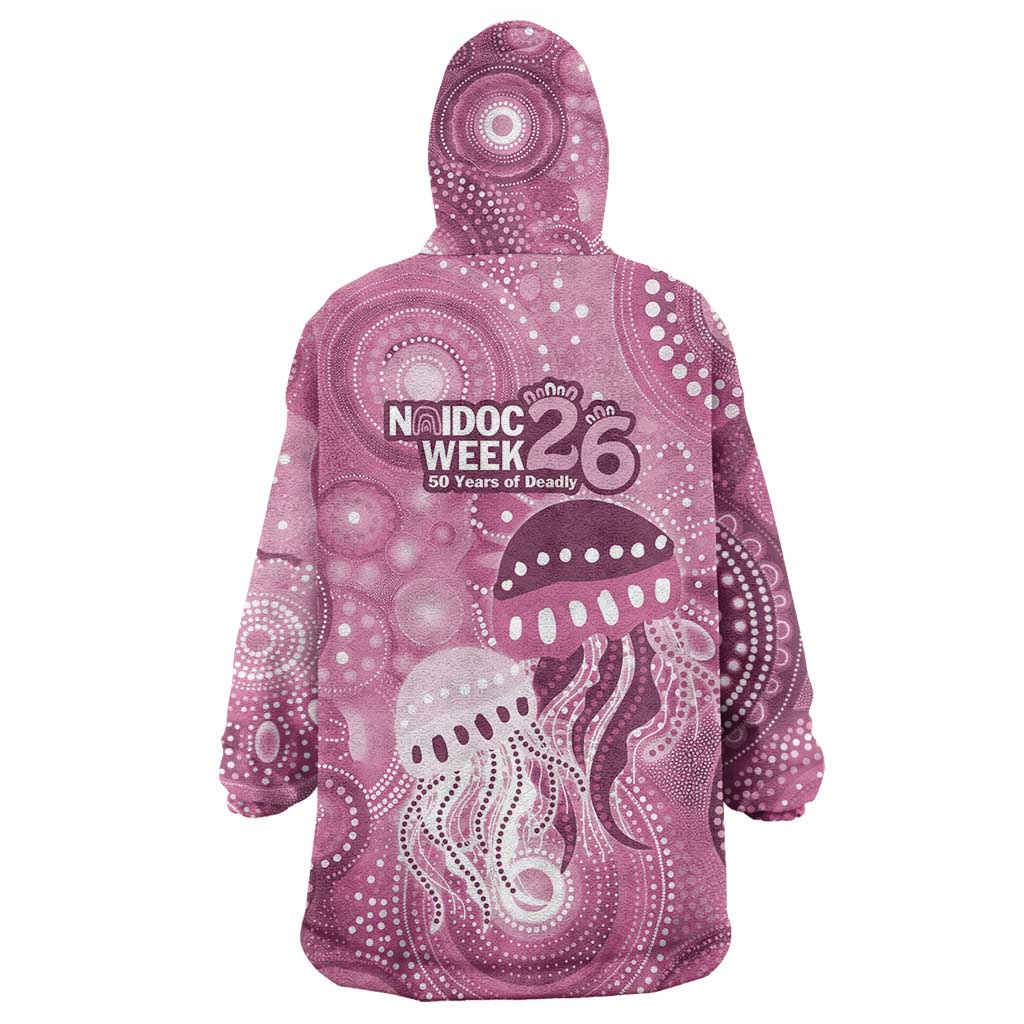NAIDOC Deadly 50 Years Wearable Blanket Hoodie Jellyfish Aboriginal Culture Inspired Pink