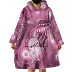 NAIDOC Deadly 50 Years Wearable Blanket Hoodie Jellyfish Aboriginal Culture Inspired Pink