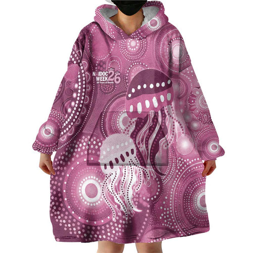 NAIDOC Deadly 50 Years Wearable Blanket Hoodie Jellyfish Aboriginal Culture Inspired Pink