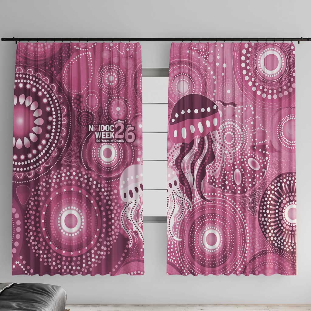 NAIDOC Deadly 50 Years Window Curtain Jellyfish Aboriginal Culture Inspired Pink