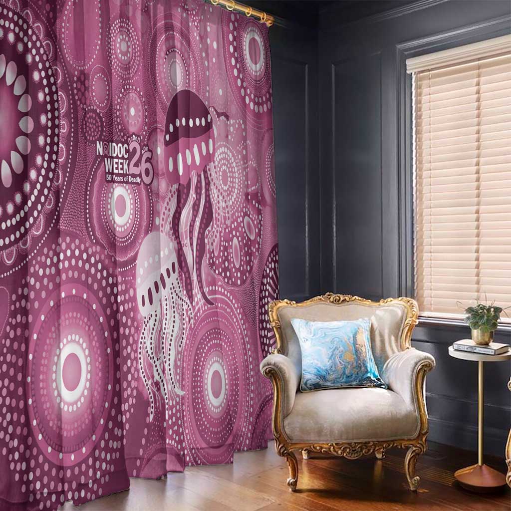 NAIDOC Deadly 50 Years Window Curtain Jellyfish Aboriginal Culture Inspired Pink