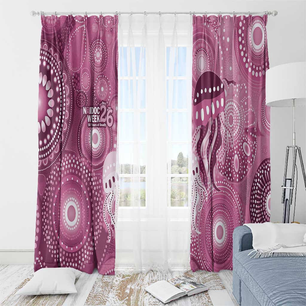NAIDOC Deadly 50 Years Window Curtain Jellyfish Aboriginal Culture Inspired Pink