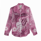 NAIDOC Deadly 50 Years Women Casual Shirt Jellyfish Aboriginal Culture Inspired Pink