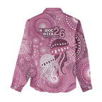 NAIDOC Deadly 50 Years Women Casual Shirt Jellyfish Aboriginal Culture Inspired Pink