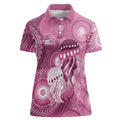 NAIDOC Deadly 50 Years Women Polo Shirt Jellyfish Aboriginal Culture Inspired Pink
