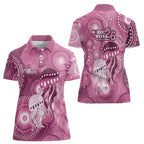 NAIDOC Deadly 50 Years Women Polo Shirt Jellyfish Aboriginal Culture Inspired Pink