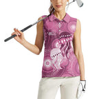 NAIDOC Deadly 50 Years Women Sleeveless Polo Shirt Jellyfish Aboriginal Culture Inspired Pink