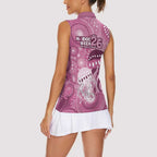 NAIDOC Deadly 50 Years Women Sleeveless Polo Shirt Jellyfish Aboriginal Culture Inspired Pink