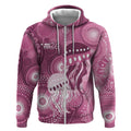 NAIDOC Deadly 50 Years Zip Hoodie Jellyfish Aboriginal Culture Inspired Pink