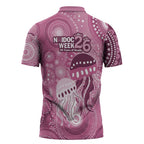 NAIDOC Deadly 50 Years Zipper Polo Shirt Jellyfish Aboriginal Culture Inspired Pink