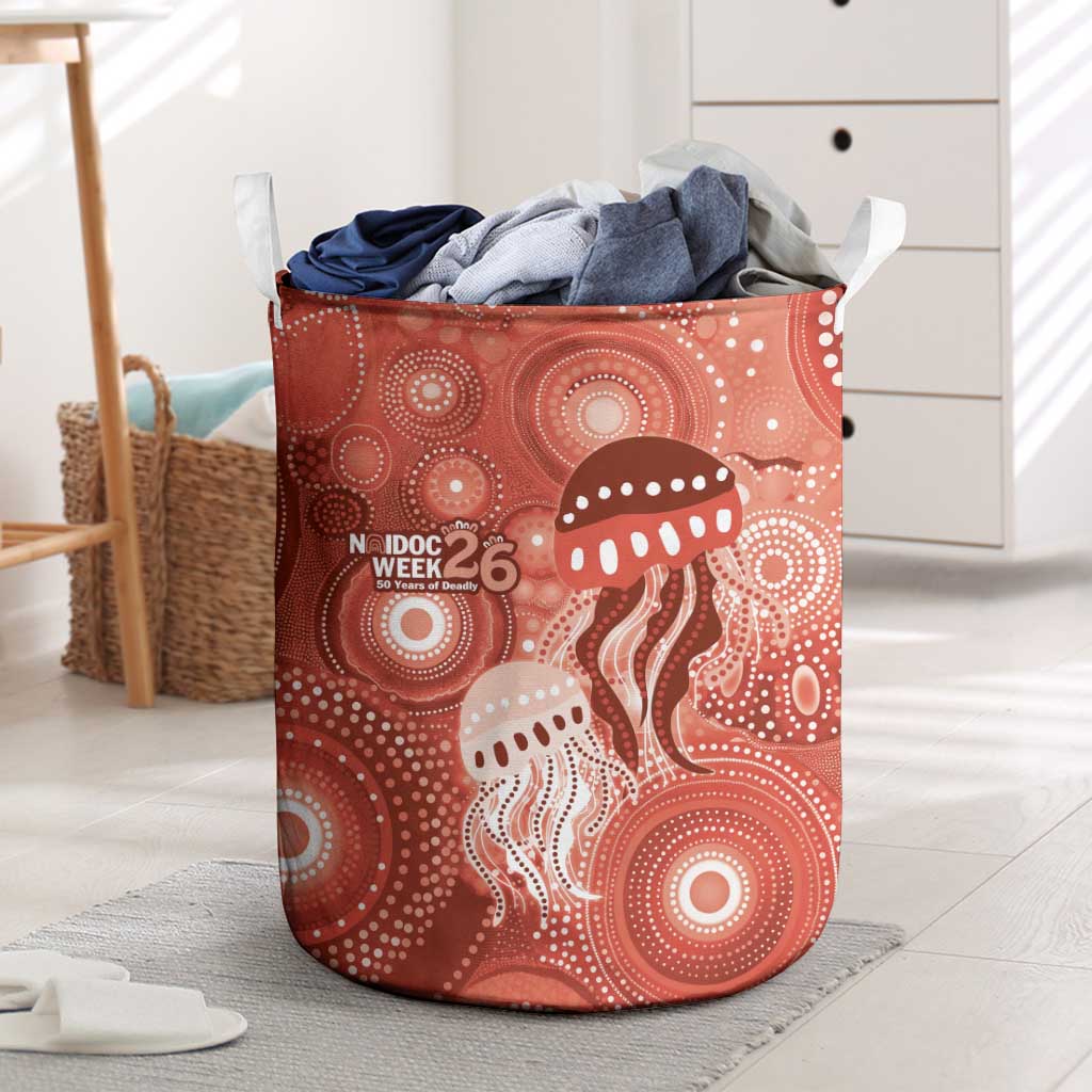 NAIDOC Deadly 50 Years Laundry Basket Jellyfish Aboriginal Culture Inspired Red