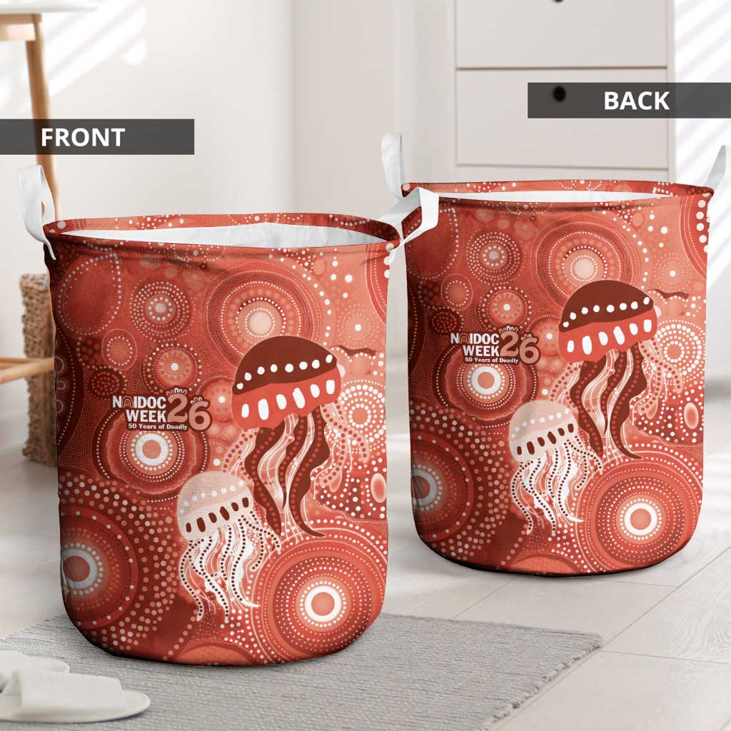 NAIDOC Deadly 50 Years Laundry Basket Jellyfish Aboriginal Culture Inspired Red