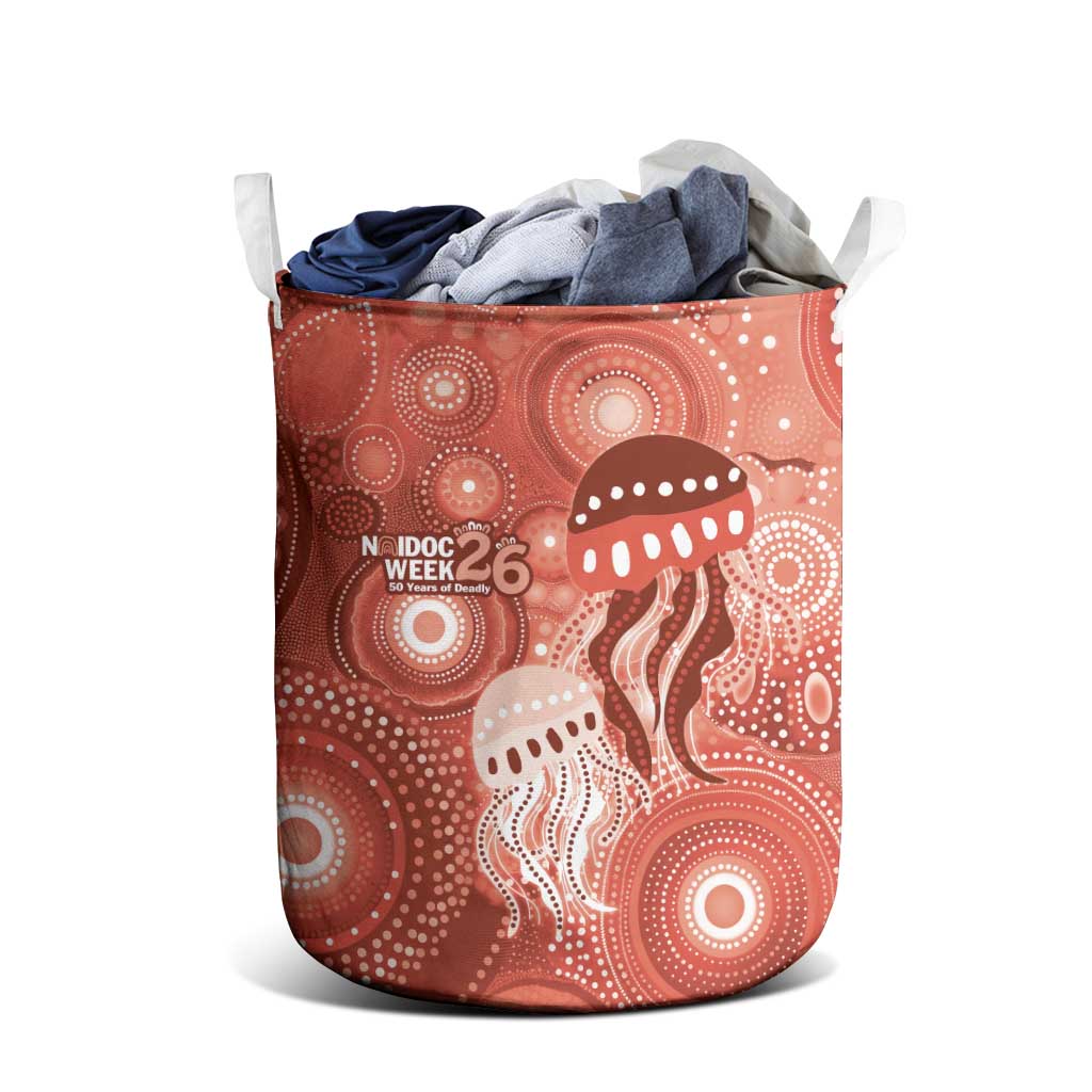 NAIDOC Deadly 50 Years Laundry Basket Jellyfish Aboriginal Culture Inspired Red