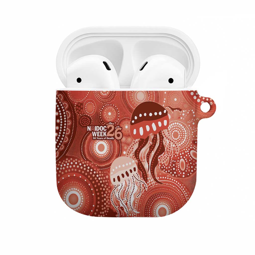 NAIDOC Deadly 50 Years AirPods Case Jellyfish Aboriginal Culture Inspired Red