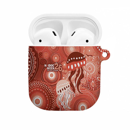 NAIDOC Deadly 50 Years AirPods Case Jellyfish Aboriginal Culture Inspired Red