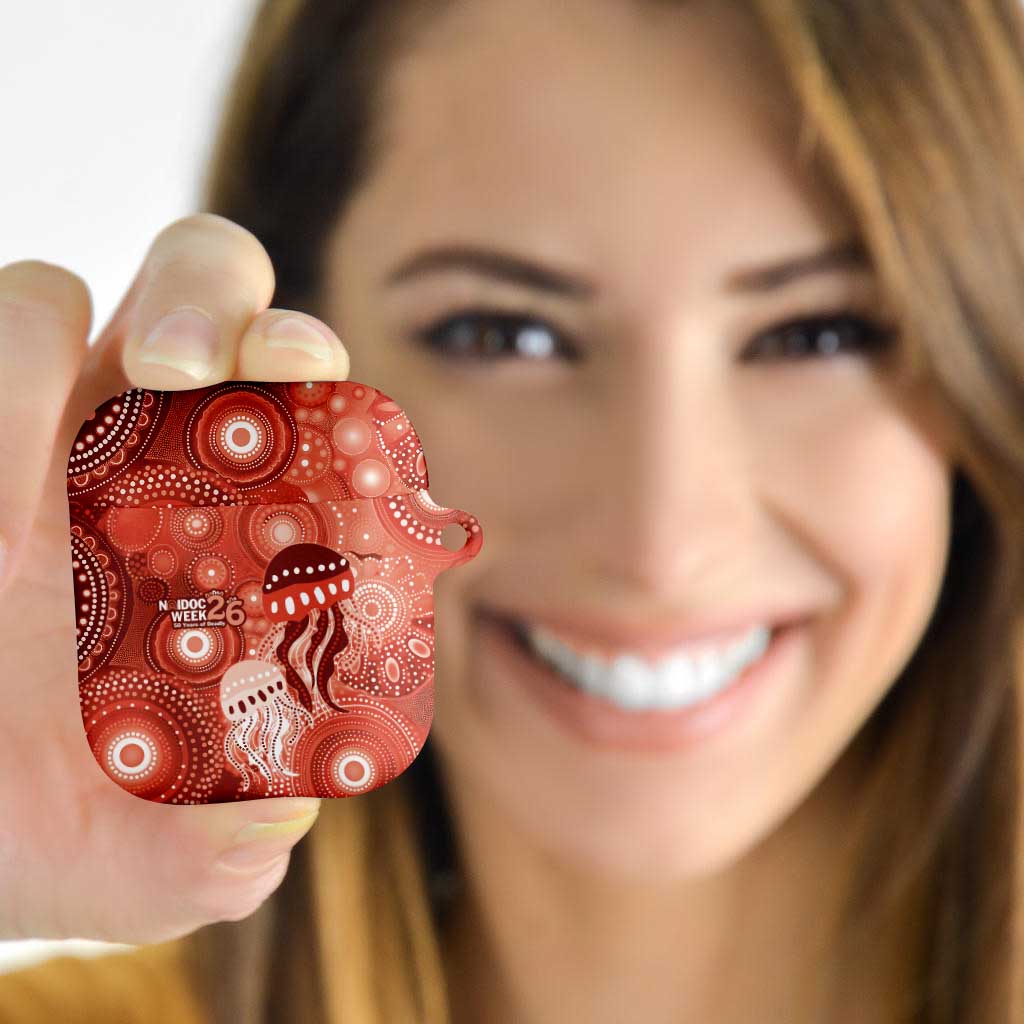 NAIDOC Deadly 50 Years AirPods Case Jellyfish Aboriginal Culture Inspired Red