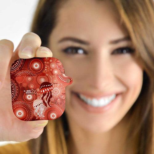 NAIDOC Deadly 50 Years AirPods Case Jellyfish Aboriginal Culture Inspired Red