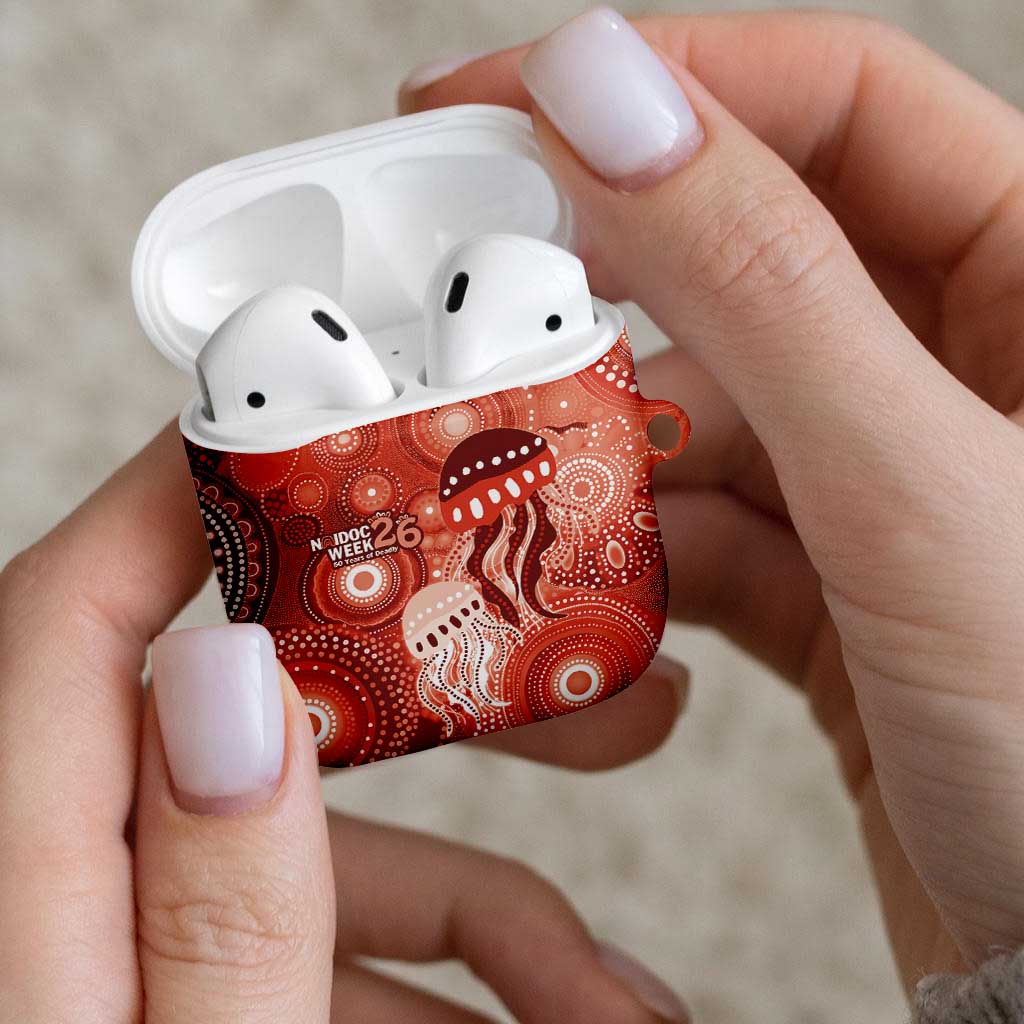 NAIDOC Deadly 50 Years AirPods Case Jellyfish Aboriginal Culture Inspired Red