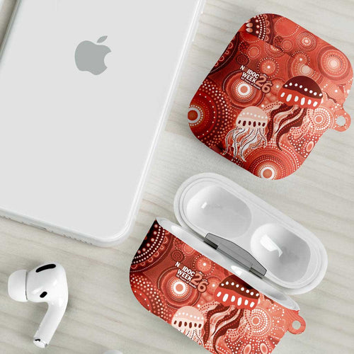 NAIDOC Deadly 50 Years AirPods Case Jellyfish Aboriginal Culture Inspired Red