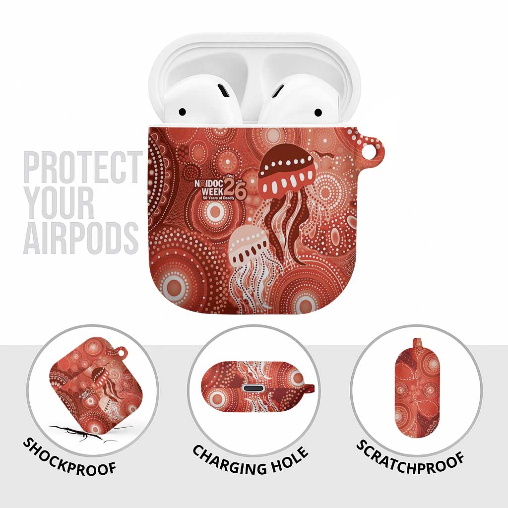 NAIDOC Deadly 50 Years AirPods Case Jellyfish Aboriginal Culture Inspired Red