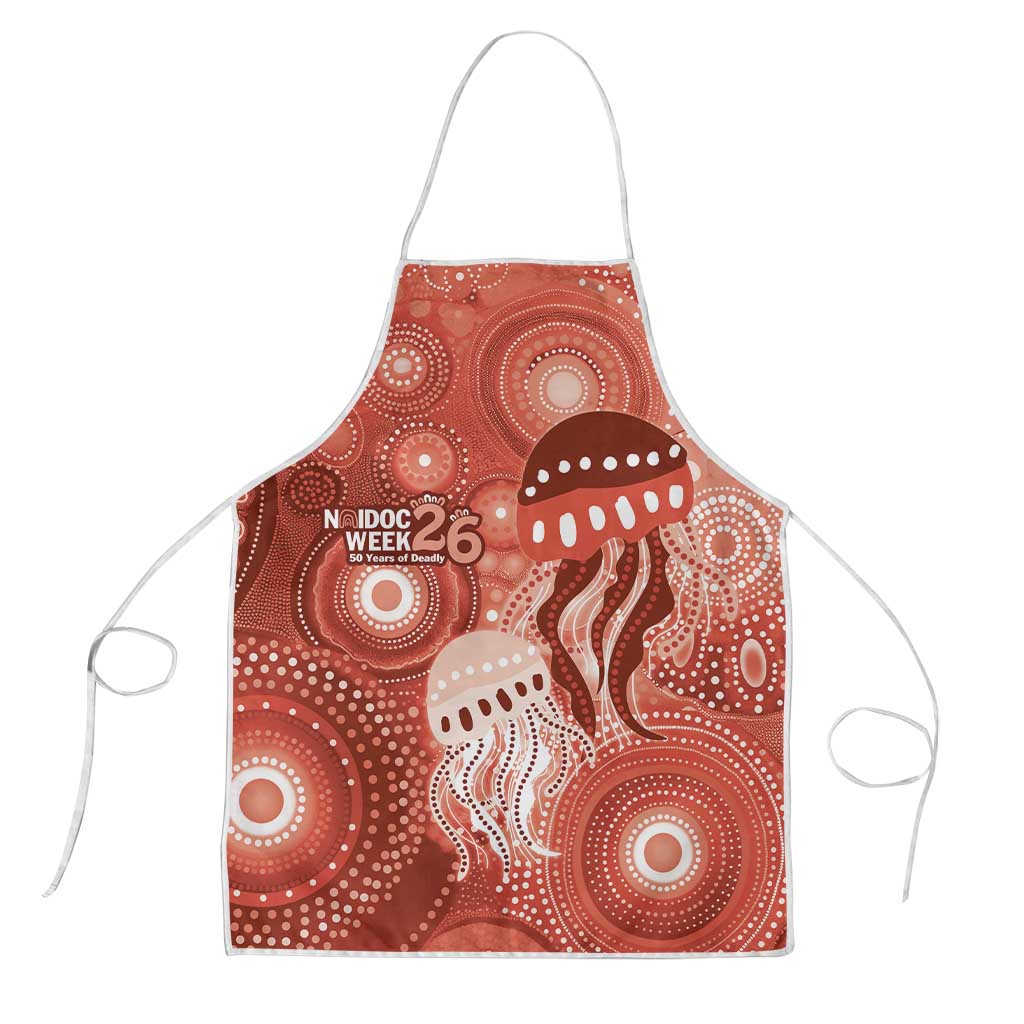 NAIDOC Deadly 50 Years Apron Jellyfish Aboriginal Culture Inspired Red