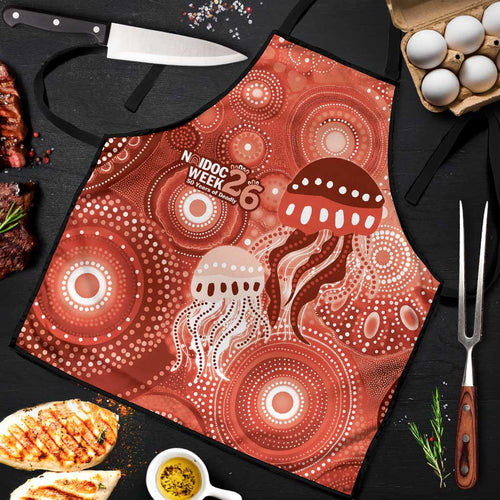 NAIDOC Deadly 50 Years Apron Jellyfish Aboriginal Culture Inspired Red
