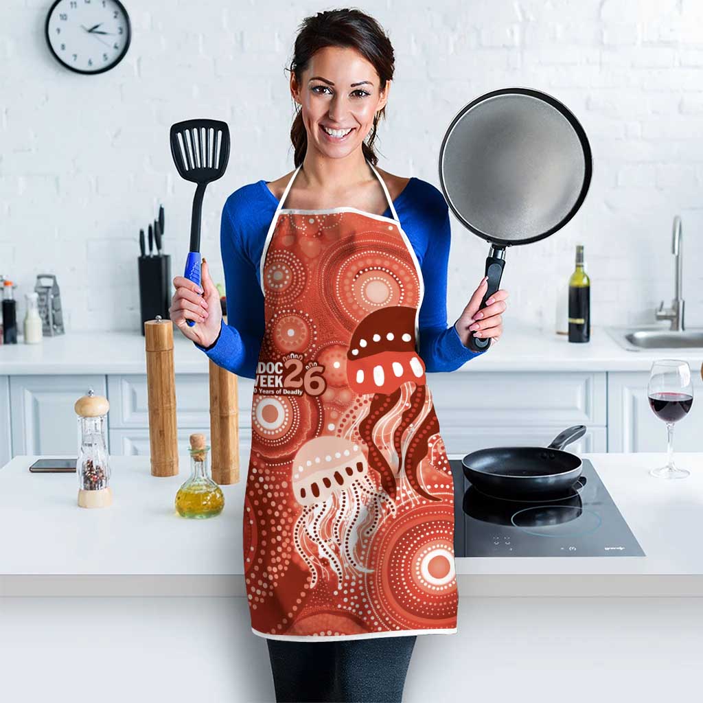 NAIDOC Deadly 50 Years Apron Jellyfish Aboriginal Culture Inspired Red