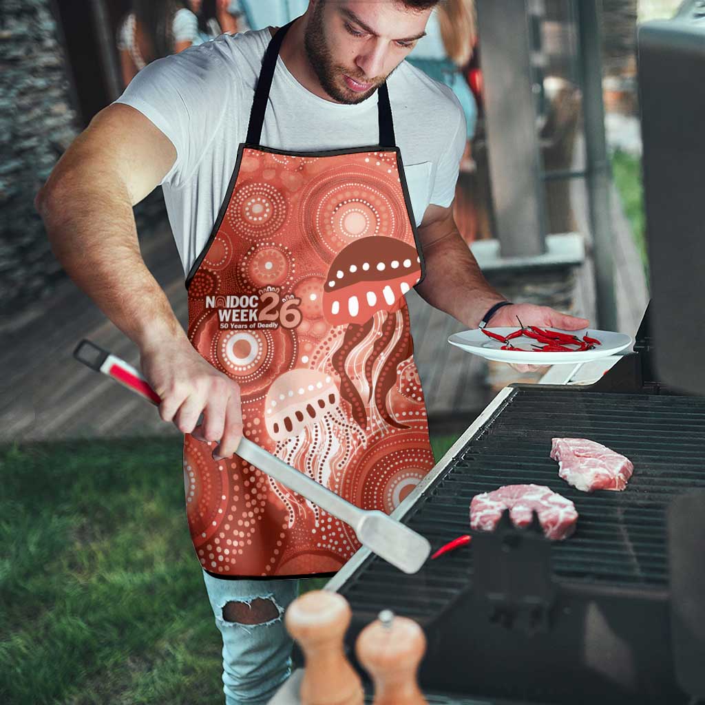 NAIDOC Deadly 50 Years Apron Jellyfish Aboriginal Culture Inspired Red