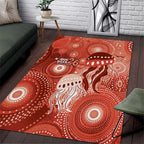 NAIDOC Deadly 50 Years Area Rug Jellyfish Aboriginal Culture Inspired Red