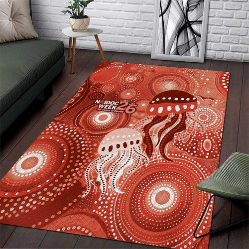 NAIDOC Deadly 50 Years Area Rug Jellyfish Aboriginal Culture Inspired Red